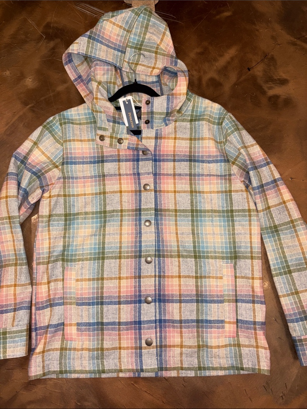 Pendleton virgin wool plaid hooded jacket w/pockets NWT Small $278 - Picture 2 of 5